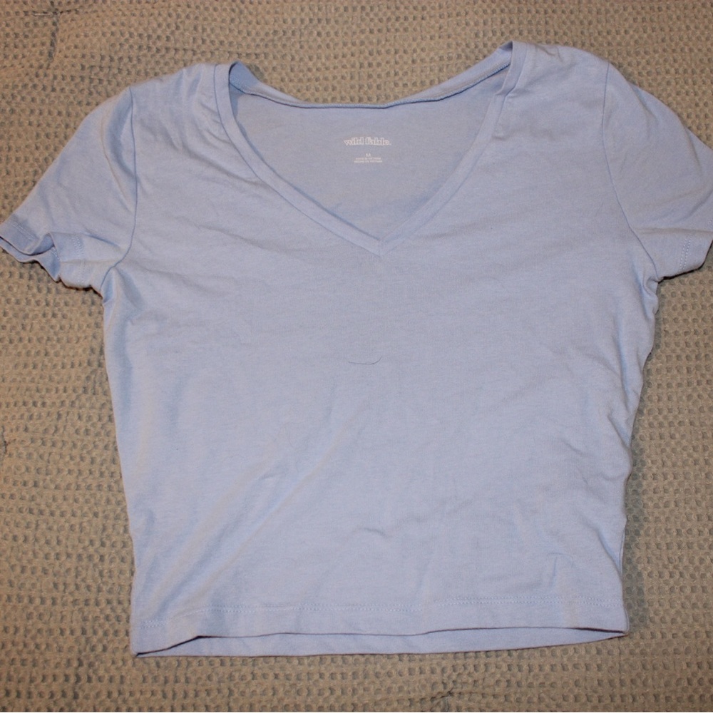 Blue V-neck Crop Top